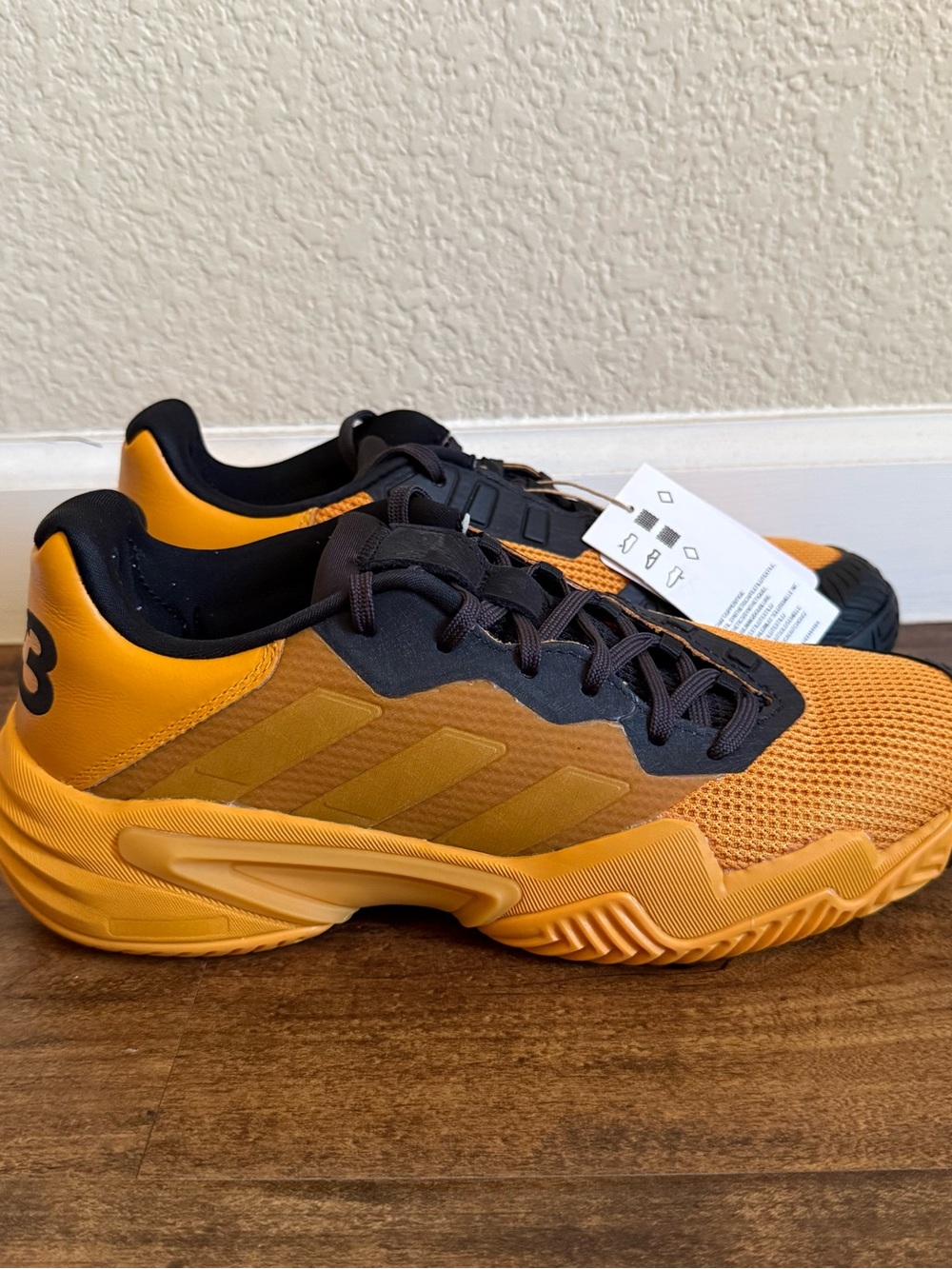 Size 8- Adidas Y-3 Barricade 13 Collegiate Gold Black Tennis Shoes Women's